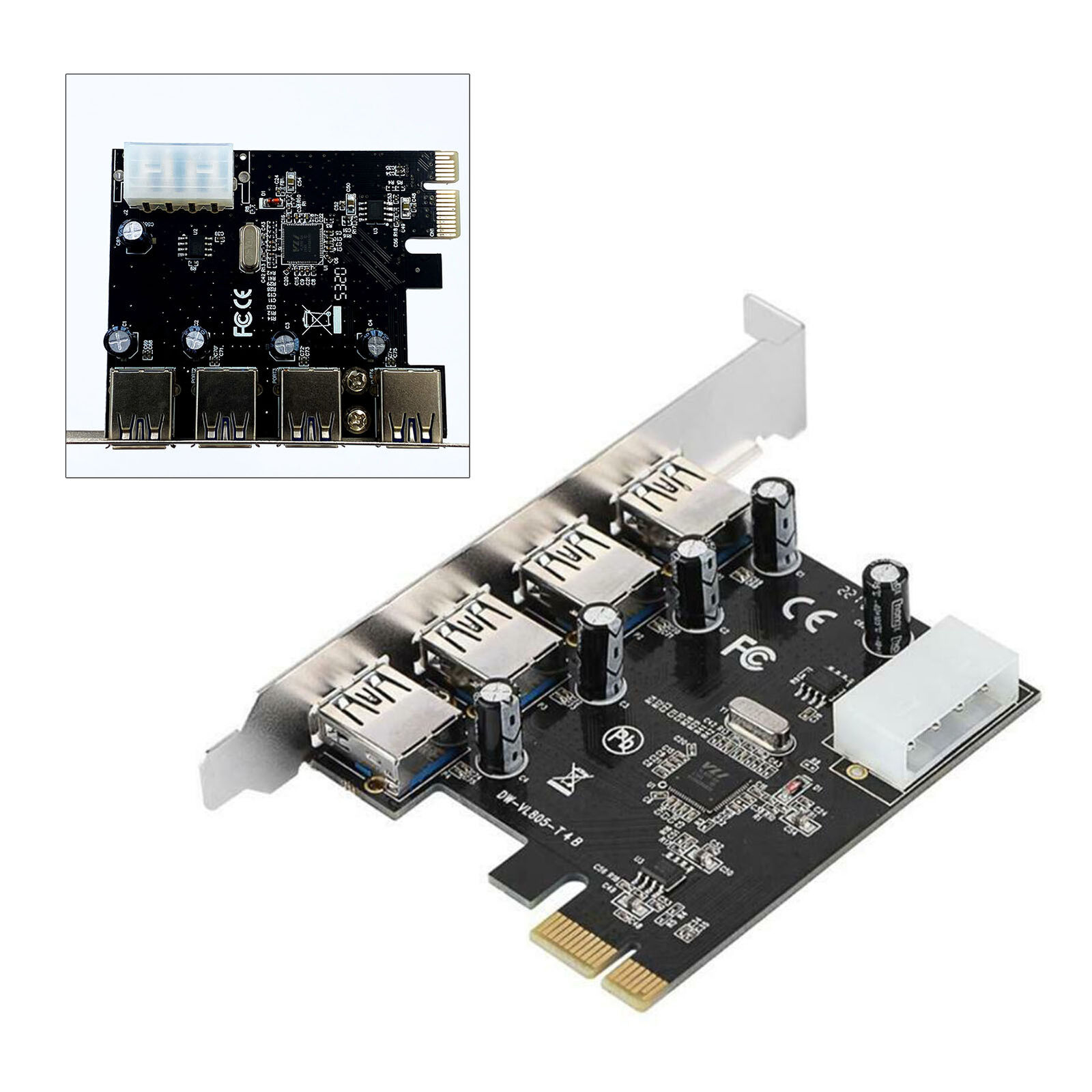 Carte PCI-E SupaHub 5 Ports USB 3.0 (4x Type-A + 1x Type-C) – Extension 5 Gbps PCIe X1/x4/x8/x16